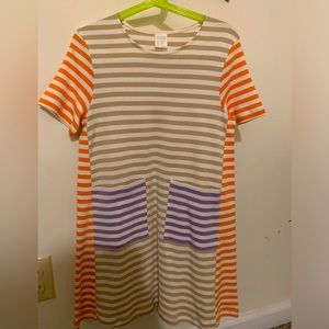 COS Girls shirt US Size 6-8y. Orange purple strip Shor sleeve top